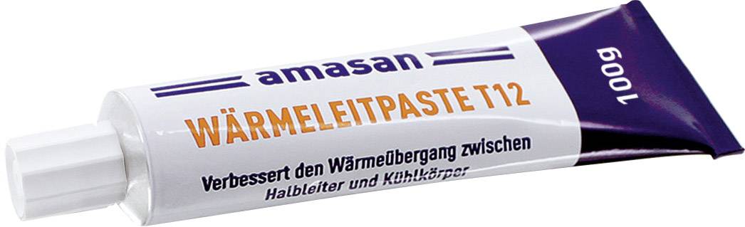 Eine Tube 'amasa Wärmeleitpaste T12' zur Verbesserung des Wärmeübergangs zwischen Halbleiter und Kühlkörper, 100g.