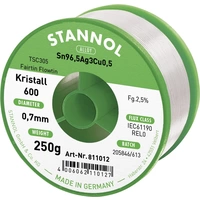 Stannol Kristall 600 Fairtin Lötzinn, bleifrei bleifrei Sn96,5Ag3Cu0,5 REL0 250g 0.7mm Stannol Kristall 600 Fairtin Lötzinn, bleifrei bleifrei Sn96,5Ag3Cu0,5 REL0 250g 0.7mm
