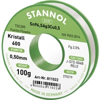 Stannol Kristall 600 Fairtin Lötzinn, bleifrei bleifrei Sn96,5Ag3Cu0,5 REL0 100g 0.5mm Stannol Kristall 600 Fairtin Lötzinn, bleifrei bleifrei Sn96,5Ag3Cu0,5 REL0 100g 0.5mm