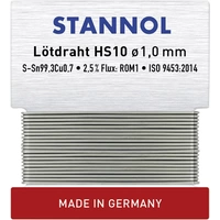 Stannol HS10 Lötzinn, bleifrei bleifrei Sn99,3Cu0,7 ROM1 6g 1mm Stannol HS10 Lötzinn, bleifrei bleifrei Sn99,3Cu0,7 ROM1 6g 1mm