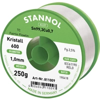 Stannol Kristall 600 Fairtin Lötzinn, bleifrei bleifrei Sn99,3Cu0,7 REL0 250g 1mm Stannol Kristall 600 Fairtin Lötzinn, bleifrei bleifrei Sn99,3Cu0,7 REL0 250g 1mm