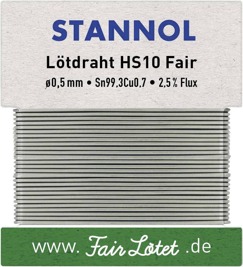 Stannol HS10Fair Lötzinn, bleifrei bleifrei Sn99,3Cu0,7 ROM1 10g 0.5mm
