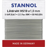 Stannol HS10 Lötzinn, bleifrei bleifrei Sn99,3Cu0,7 ROM1 30g 1mm Stannol HS10 Lötzinn, bleifrei bleifrei Sn99,3Cu0,7 ROM1 30g 1mm