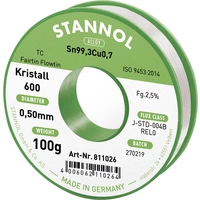 Stannol Kristall 600 Fairtin Lötzinn, bleifrei bleifrei Sn99,3Cu0,7 REL0 100g 0.5mm Stannol Kristall 600 Fairtin Lötzinn, bleifrei bleifrei Sn99,3Cu0,7 REL0 100g 0.5mm