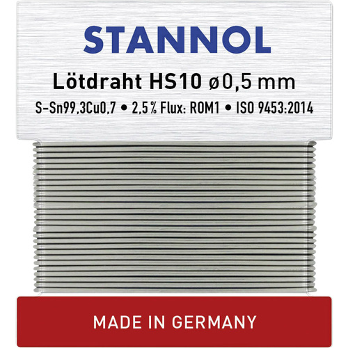 Stannol HS10 Lötzinn, bleifrei bleifrei Sn99,3Cu0,7 ROM1 10g 0.5mm