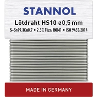 Stannol HS10 Lötzinn, bleifrei bleifrei Sn99,3Cu0,7 ROM1 10g 0.5mm Stannol HS10 Lötzinn, bleifrei bleifrei Sn99,3Cu0,7 ROM1 10g 0.5mm