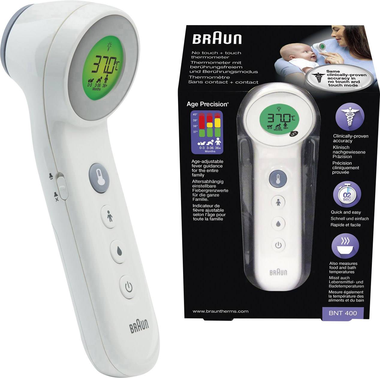 Braun no touch BNT400WE Fieberthermometer Berührungsloses messen