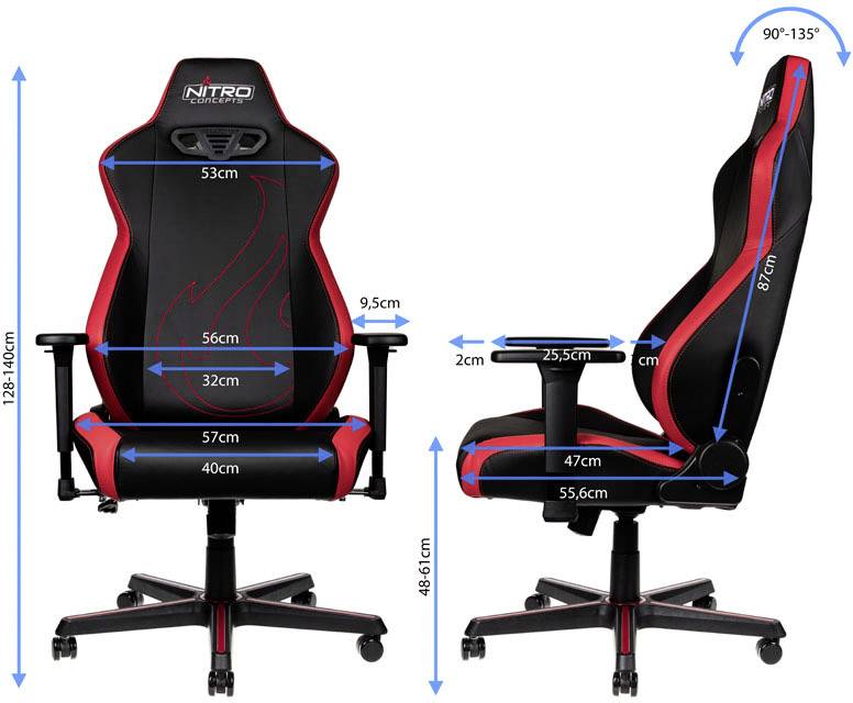 Nitro Concepts S300 EX Inferno Red Gaming-Stuhl Schwarz, Rot