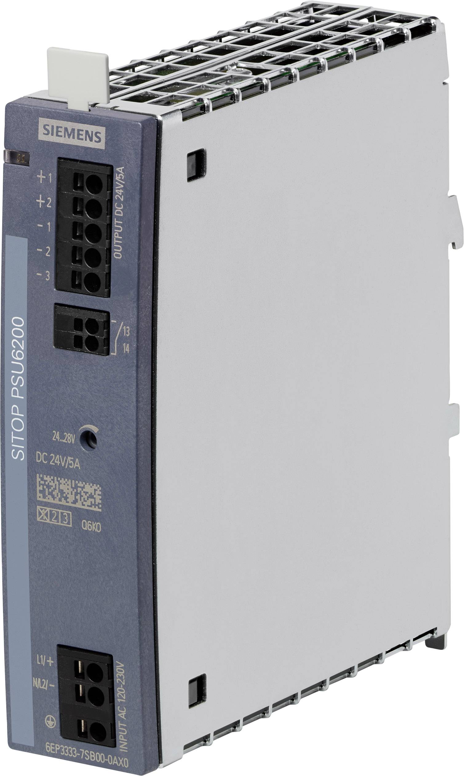 Industrie-Schaltnetzteil von Siemens, Modell SITOP PSU6200, 24V DC, 5A. Verwendung in elektrischen Steuerungssystemen.