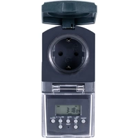 Basetech BT-2106308 Steckdosen-Zeitschaltuhr digital Wochenprogramm 1800W IP44 Countdown-Funktion, Zufallsfunktion Basetech BT-2106308 Steckdosen-Zeitschaltuhr digital Wochenprogramm 1800W IP44 Countdown-Funktion, Zufallsfunktion