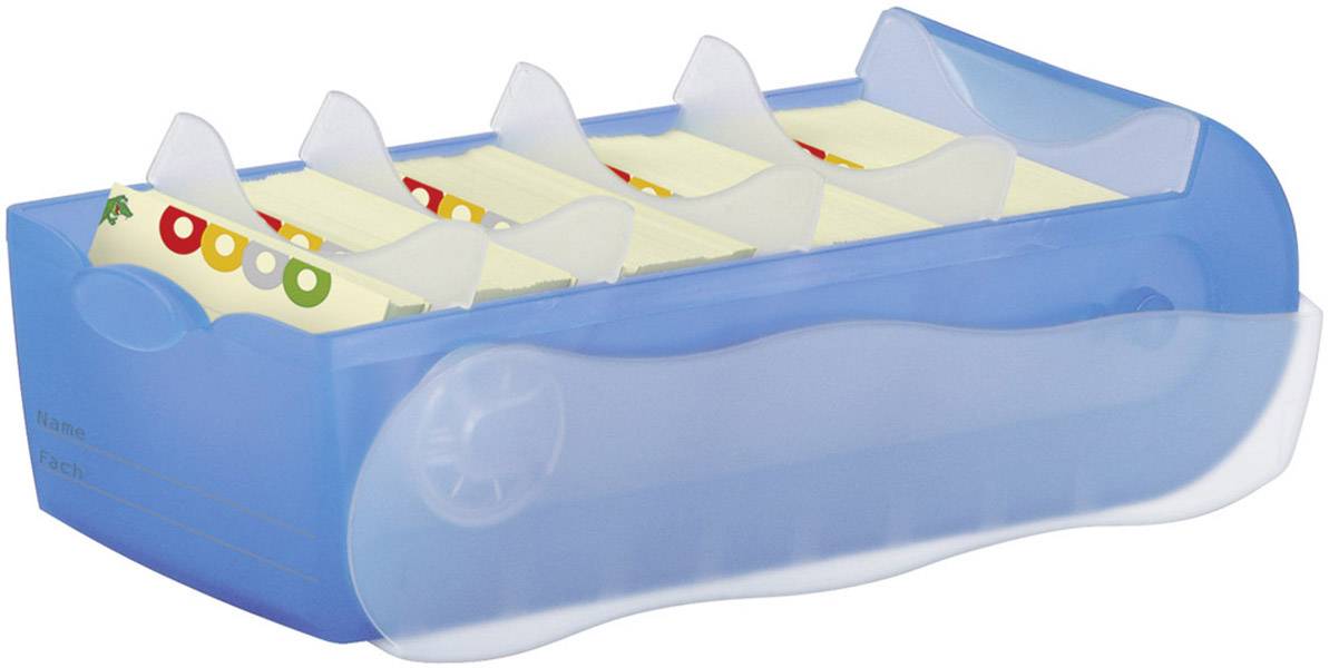 HAN CROCO 997-643 Karteikasten Blau, Transluzent max. Anzahl der Karten: 900 Karten DIN A7 quer ink