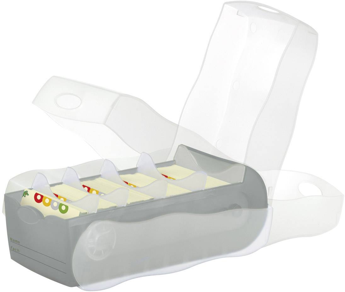 HAN CROCO 997-693 Karteikasten Grau, Transluzent max. Anzahl der Karten: 900 Karten DIN A7 quer inkl. 100 linierten Karten