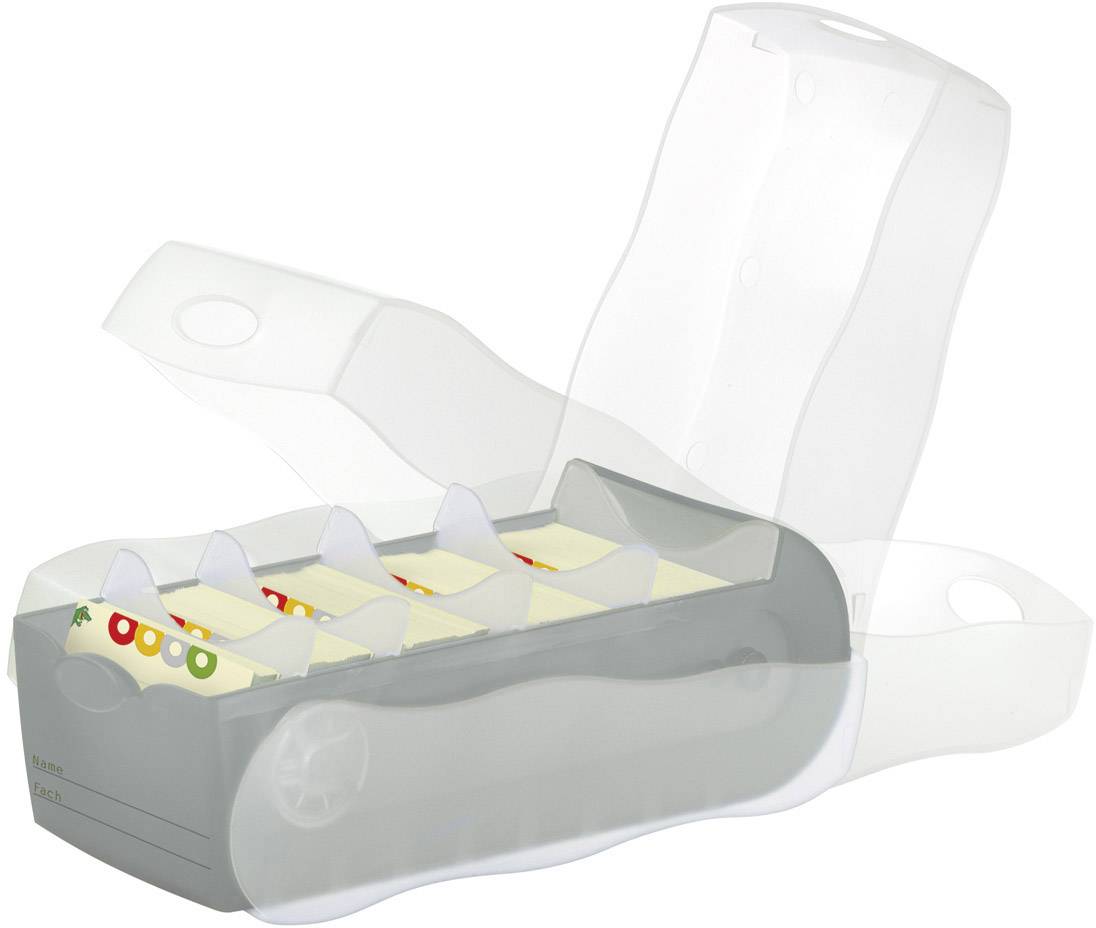 HAN CROCO 998-693 Karteikasten Grau, Transluzent max. Anzahl der Karten: 500 Karten DIN A8 quer inkl. 100 linierten Karten