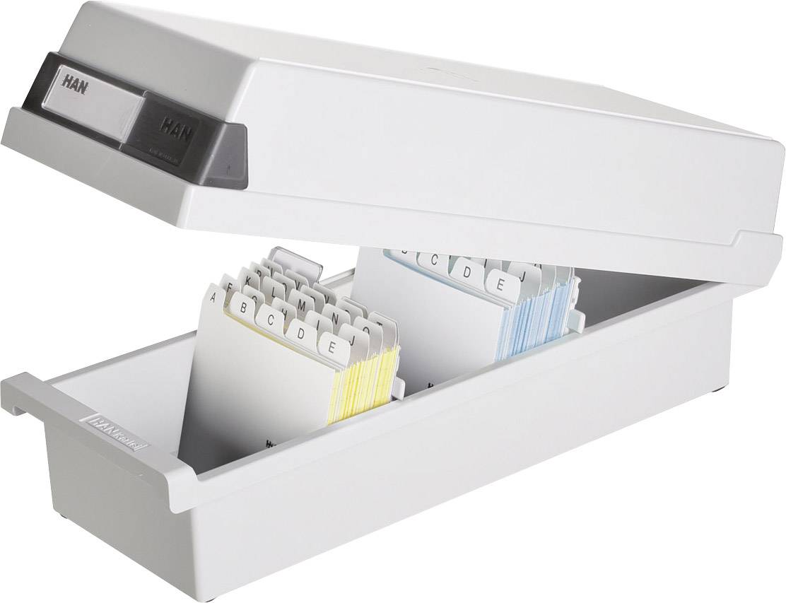 HAN Karteikasten 957-11 Karteikasten Lichtgrau max. Anzahl der Karten: 1.300 Karten DIN A7 quer