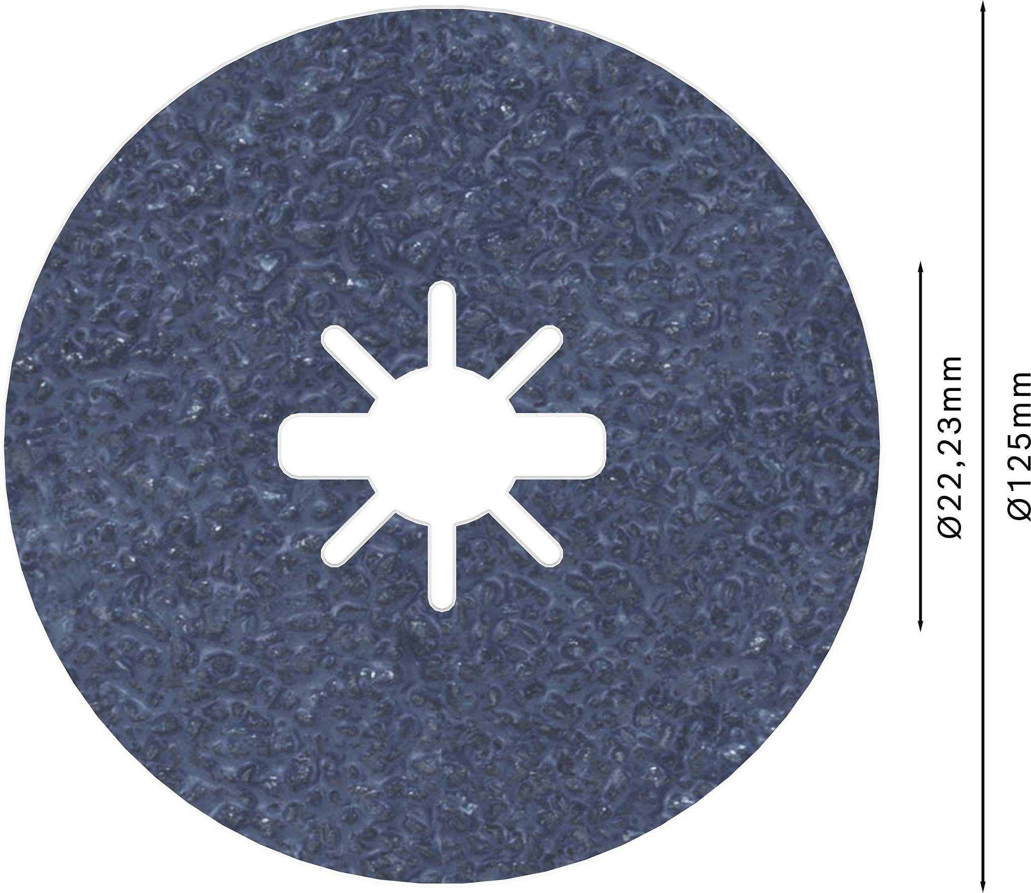 'Blaues Schleifpapier mit 22,23 mm Innenöffnung und 125 mm Außendurchmesser'.