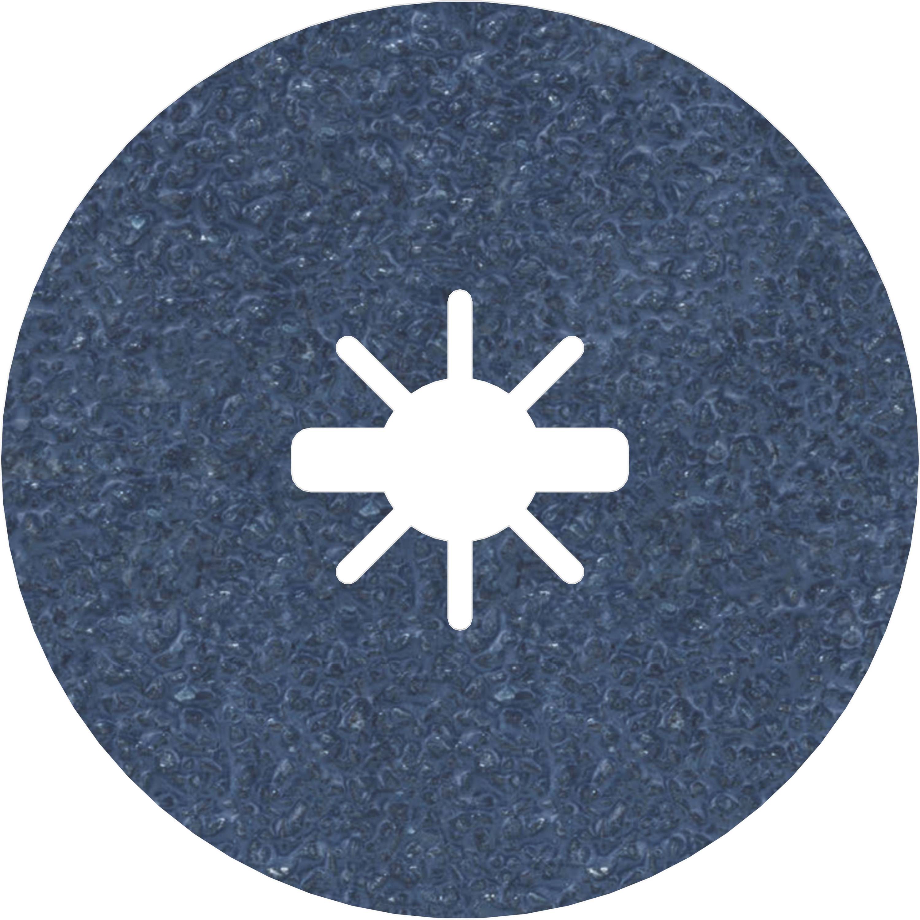 Bild zeigt ein rundes Symbol mit einem zentralen Kreis und sechs abgehenden Linien, erinnert an ein Sonnensymbol auf blauem Hintergrund.