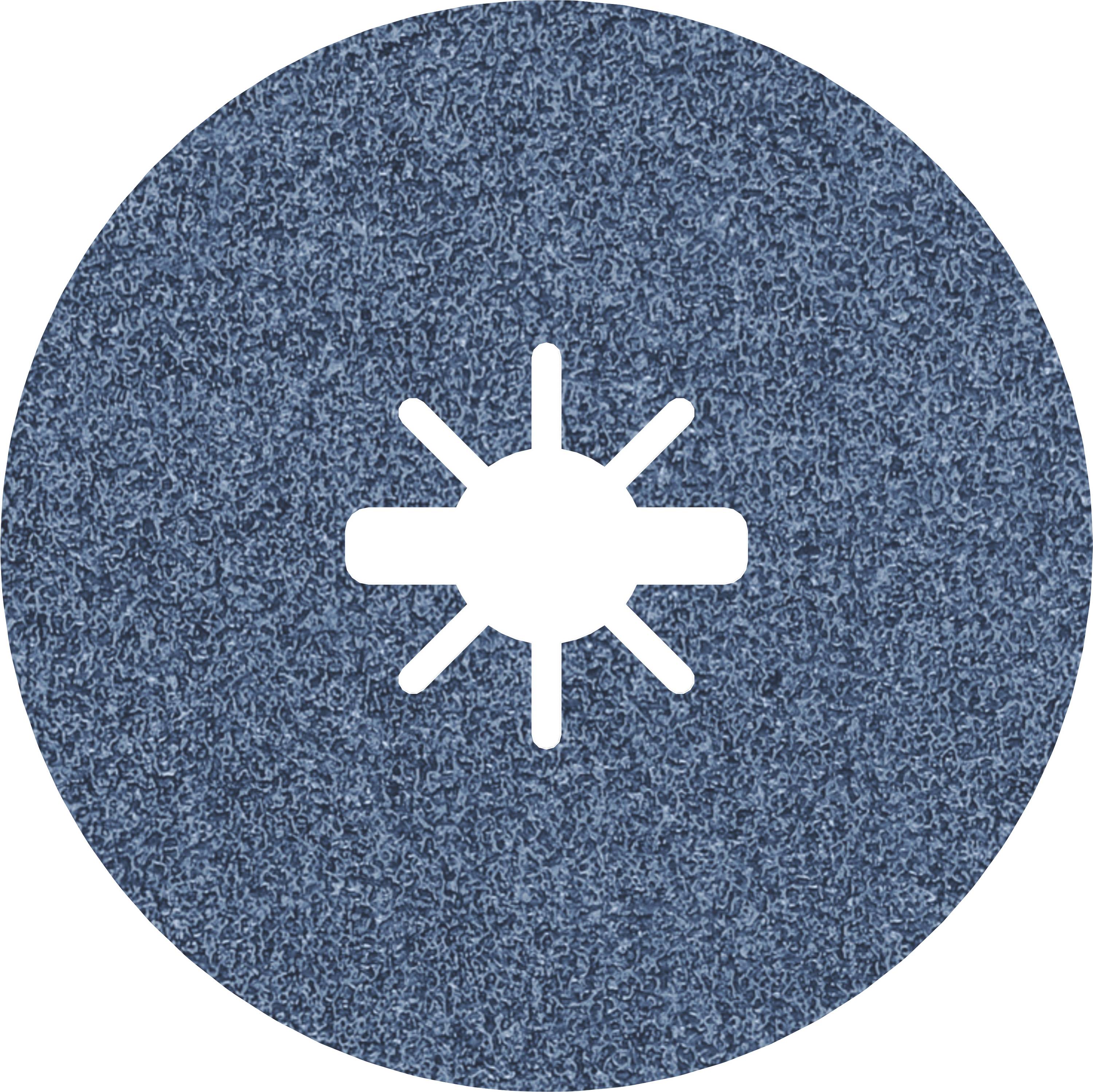 Ein rundes Symbol mit einem zentralen, weißem Stern und einem horizontalen Balken auf einem blauen, strukturierten Hintergrund.