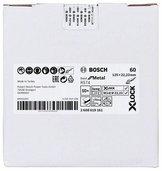 Bosch Accessories 2608619161 Fiberscheibe Durchmesser 125mm Bohrungs-Ø 22.23mm