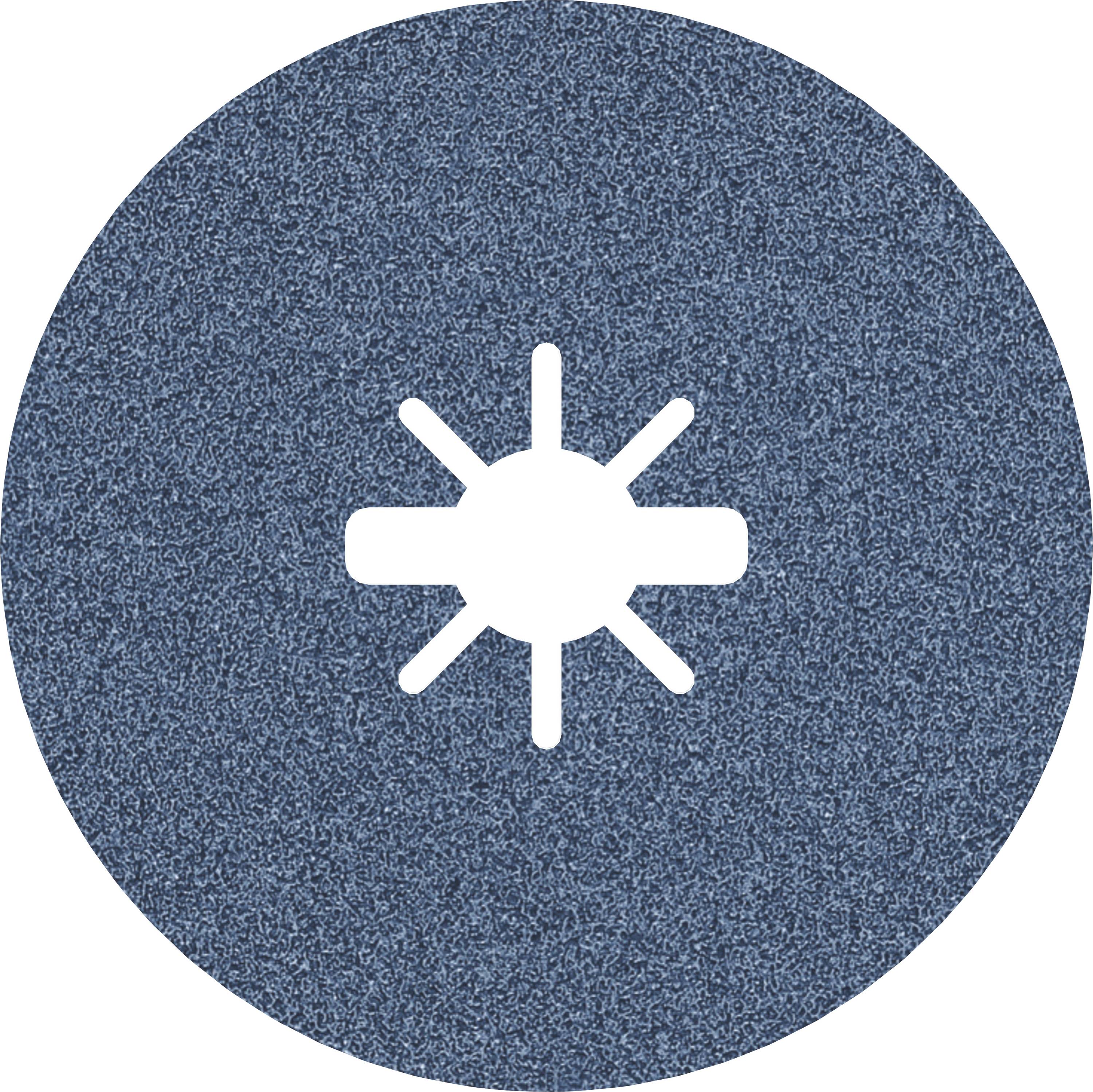 Eine blaue Schleifscheibe mit einer sternförmigen Muster in der Mitte.