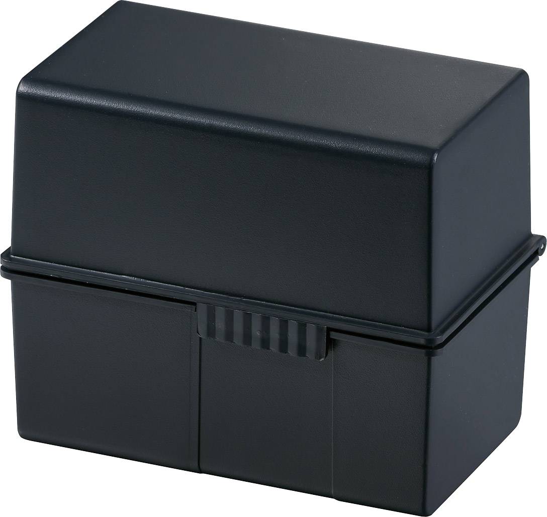 HAN 977-13 Karteibox Schwarz max. Anzahl der Karten: 300 Karten DIN A7 quer Stahlscharnier, Deckel