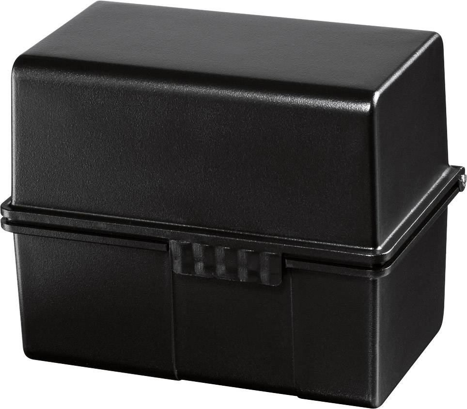 HAN 978-13 Karteibox Schwarz DIN A8 quer Stahlscharnier, Deckel als zusätzlicher Trog nutzbar