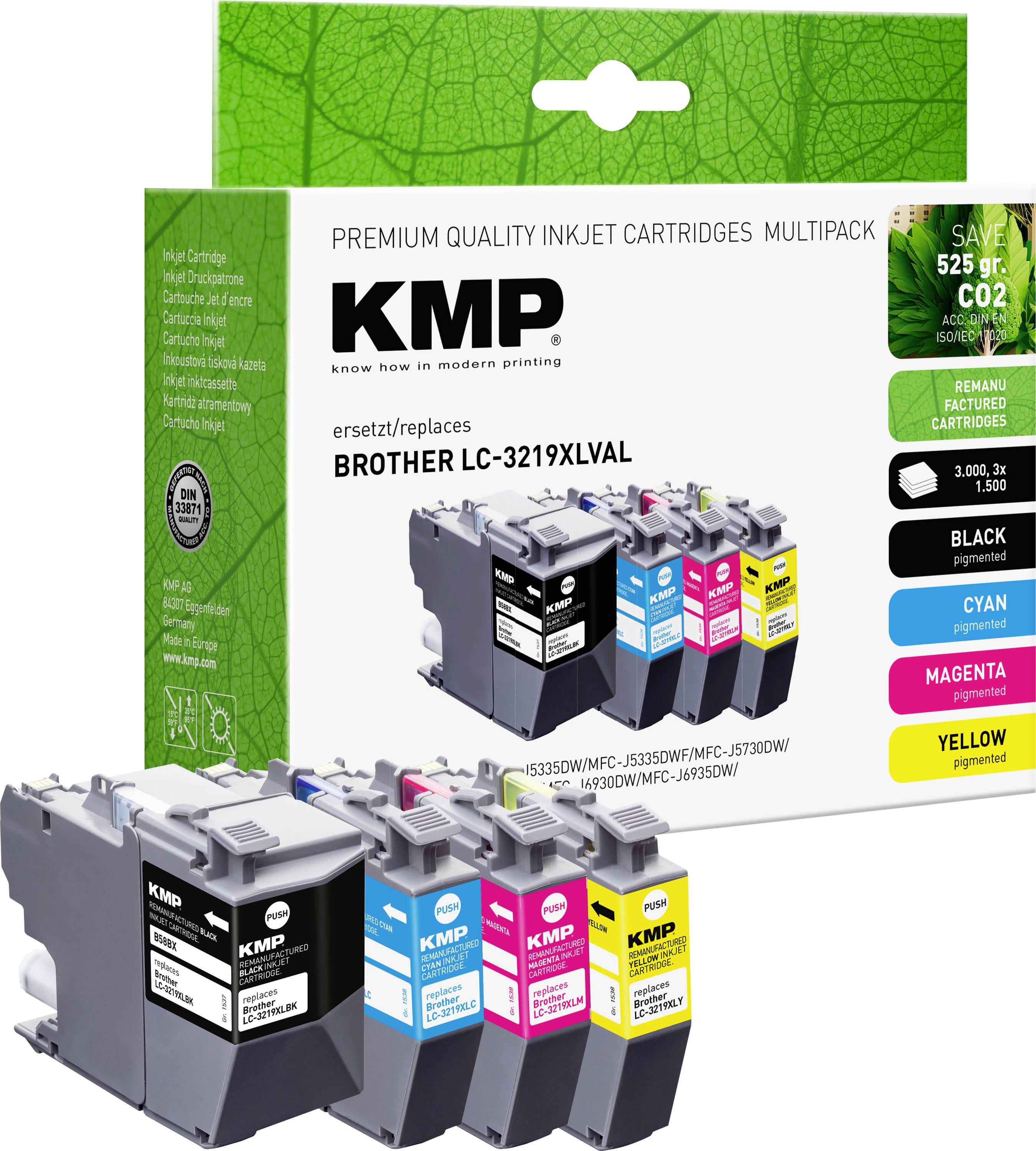 KMP Druckerpatrone ersetzt Brother LC-3219XLBK, LC-3219XLC, LC-3219XLM, LC-3219XLY Kompatibel Kombi-Pack Schwarz, Cyan, Magenta