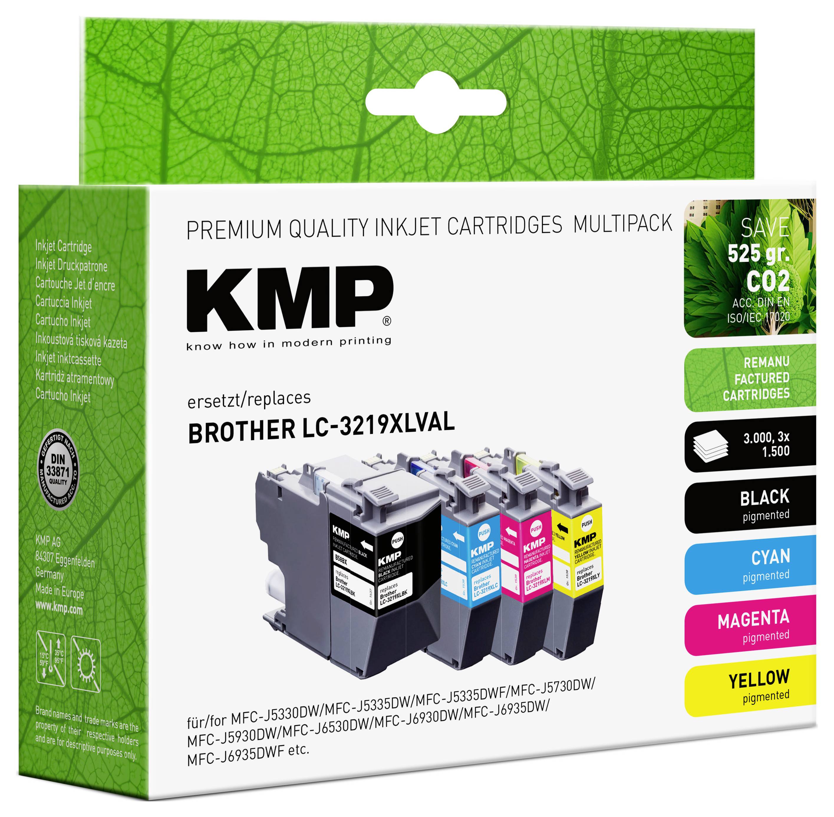 KMP Druckerpatrone ersetzt Brother LC-3219XLBK, LC-3219XLC, LC-3219XLM, LC-3219XLY Kompatibel Kombi-Pack Schwarz, Cyan, Magenta