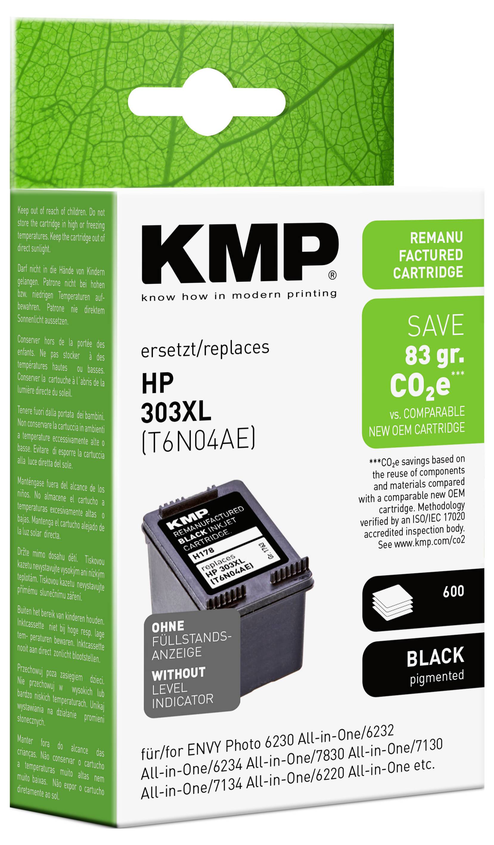 KMP Druckerpatrone ersetzt HP 303XL Kompatibel Schwarz H178 1763,4001
