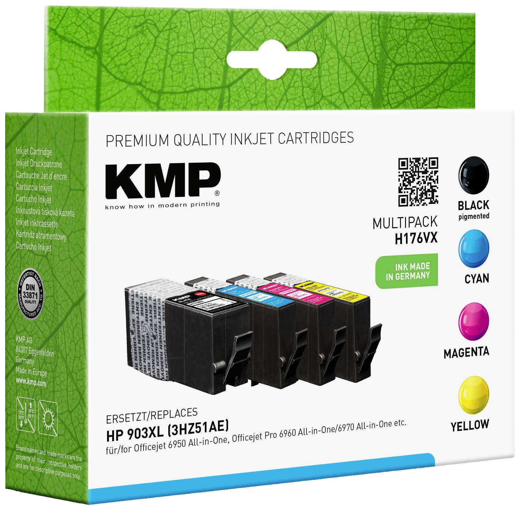 KMP Druckerpatrone ersetzt HP 903XL Kompatibel Kombi-Pack Schwarz, Cyan, Magenta, Gelb H176VX 1756,0005