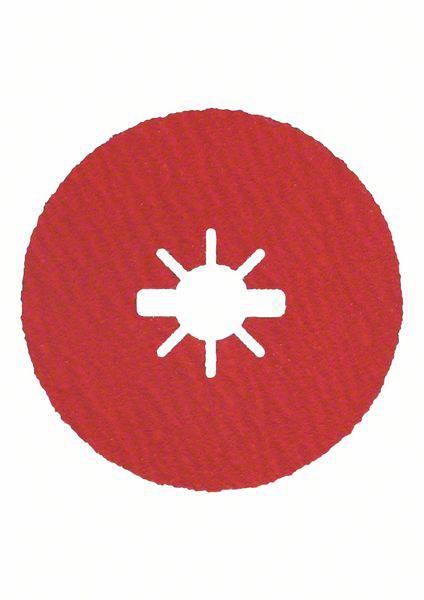 Ein roter Kreis mit einem weißen Symbol in der Mitte, das eine Sonne mit acht Strahlen darstellt.