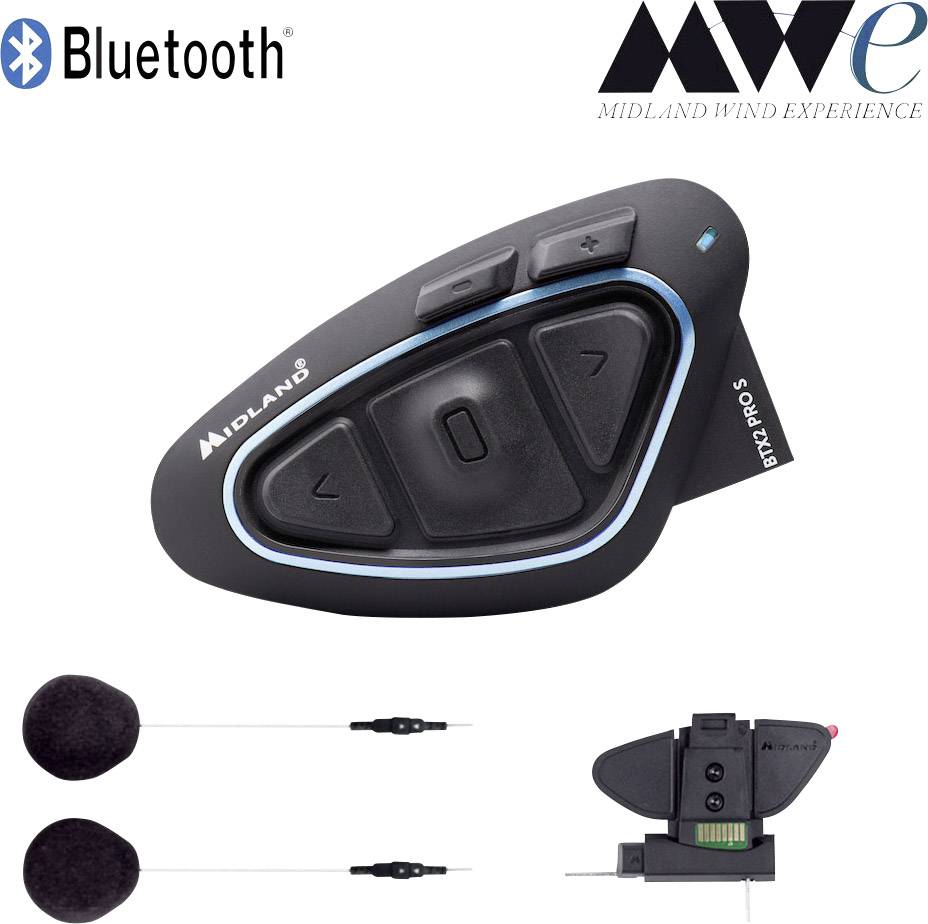 Midland C1414 BTX2 Pro S, Einzelgerät Motorrad-Gegensprechanlage Passend für (Helmtyp) alle Helmtypen