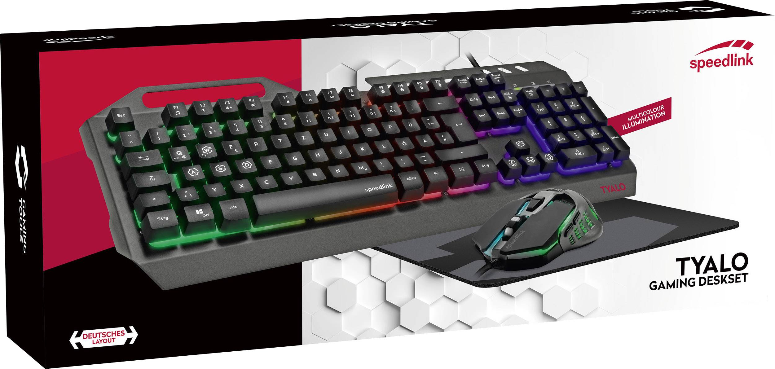 SpeedLink Tyalo USB Gaming-Tastatur, Maus-Set Beleuchtet Deutsch, QWERTZ, Windows® Schwarz