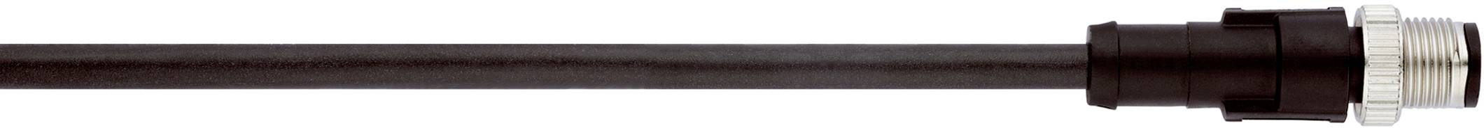 Ein schwarzes Kabel mit einem Metallstecker am Ende, geeignet für den Anschluss an elektronische Geräte.