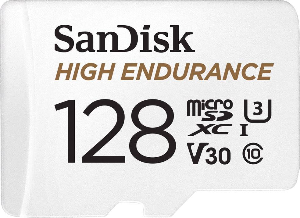 SanDisk High Endurance Monitoring microSDXC-Karte 128 GB Class 10, UHS-I, UHS-Class 3, v30 Video Speed Class inkl. SD-Adapter
