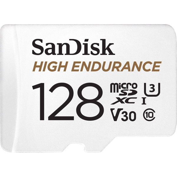 SanDisk High Endurance Monitoring miniSDXC-Karte 128GB Class 10, UHS-I, UHS-Class 3, v30 Video Speed Class inkl. SD-Adapter