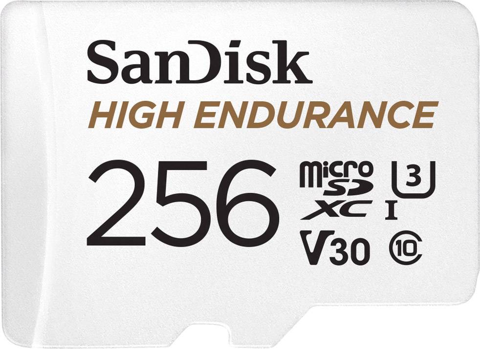 SanDisk High Endurance Monitoring microSDXC-Karte 256 GB Class 10, UHS-I, UHS-Class 3, v30 Video Speed Class inkl. SD-Adapter