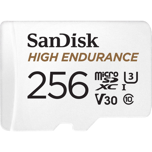 SanDisk High Endurance Monitoring miniSDXC-Karte 256GB Class 10, UHS-I, UHS-Class 3, v30 Video Speed Class inkl. SD-Adapter