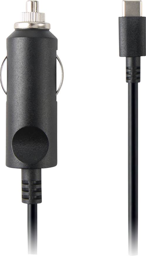 Schwarzer Kfz-Ladeadapter mit USB-C-Stecker, geeignet für Geräteaufladung im Auto.