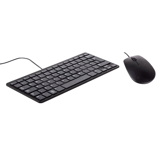 Raspberry Pi® Desktop Kit USB Tastatur, Maus-Set Deutsch, QWERTZ Schwarz