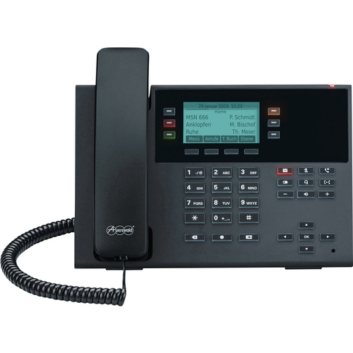 Auerswald COMfortel D-100 SIP-IP Schnurgebundenes Telefon, VoIP Freisprechen Monochromes Display Schwarz
