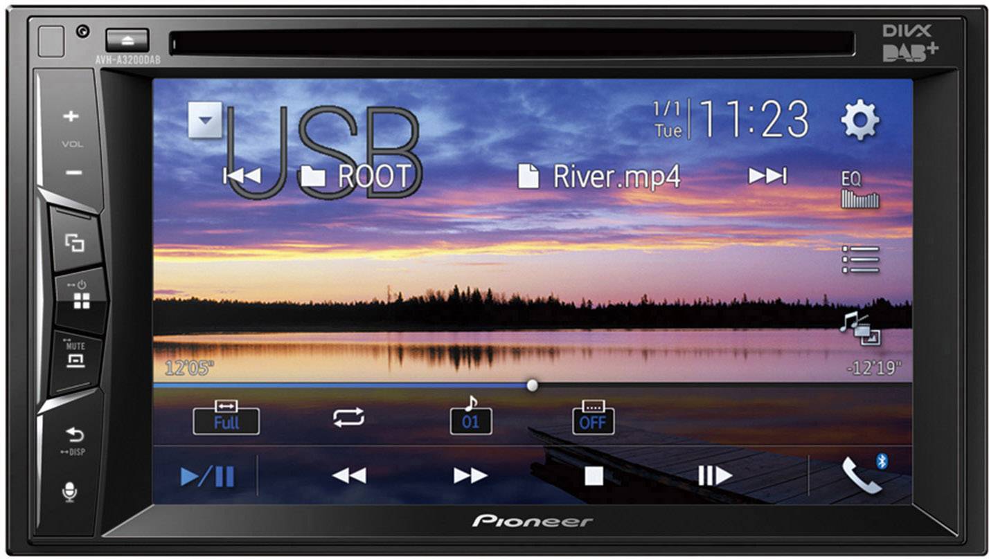 Pioneer AVH-A3200DAB Doppel-DIN Moniceiver DAB+ Tuner, Bluetooth®-Freisprecheinrichtung, Anschluss für Rückfahrkamera