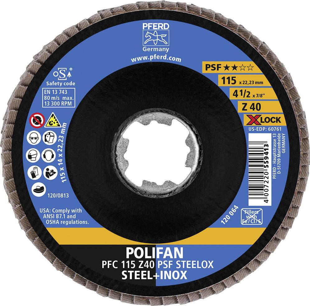 PFERD 67664116 Fächerschleifscheibe Durchmesser 115mm 10St.