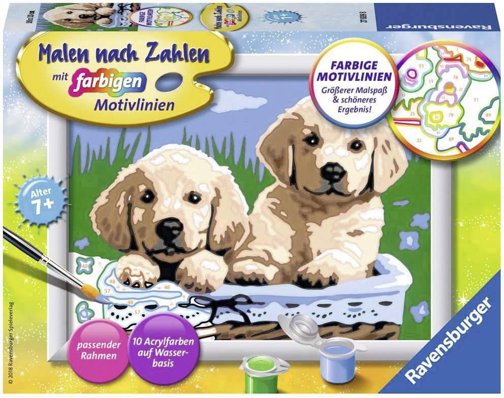 Malen nach Zahlen - Süße Hundewelpen