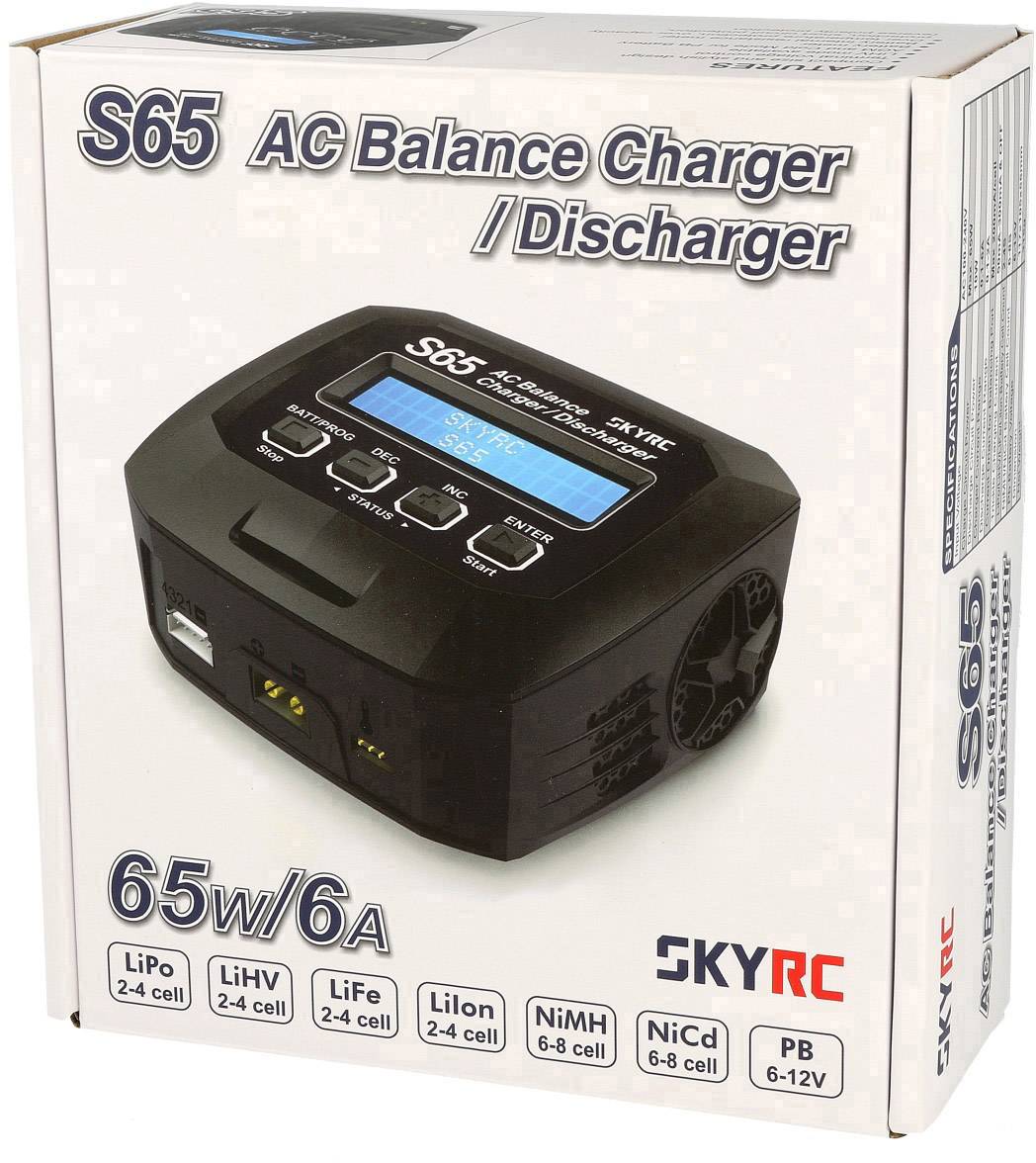 SKYRC S65 Modellbau-Multifunktionsladegerät 6A LiPo, LiFePO, LiIon, LiHV, NiMH, NiCd, Blei