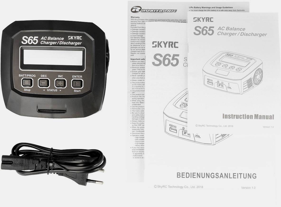 SKYRC S65 Modellbau-Multifunktionsladegerät 6A LiPo, LiFePO, LiIon, LiHV, NiMH, NiCd, Blei