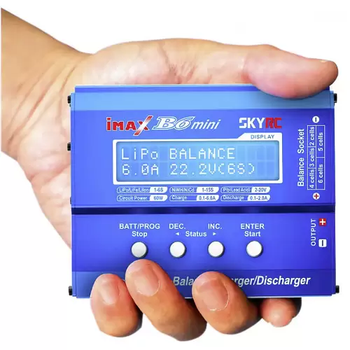 SKYRC B6 Mini Modellbau-Multifunktionsladegerät 6A LiPo, LiFePO, LiIon, NiMH, NiCd, Blei SKYRC B6 Mini Modellbau-Multifunktionsladegerät 6A LiPo, LiFePO, LiIon, NiMH, NiCd, Blei