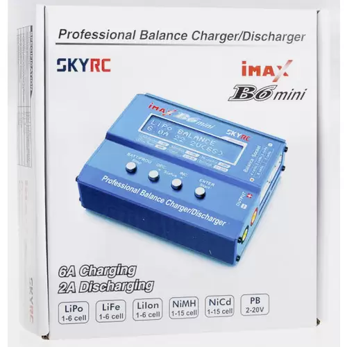 SKYRC B6 Mini Modellbau-Multifunktionsladegerät 6A LiPo, LiFePO, LiIon, NiMH, NiCd, Blei SKYRC B6 Mini Modellbau-Multifunktionsladegerät 6A LiPo, LiFePO, LiIon, NiMH, NiCd, Blei