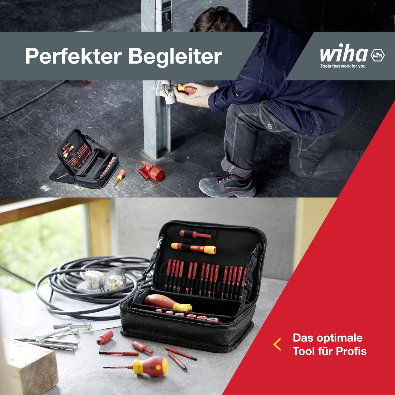 Wiha 43465 Elektriker, Handwerker, Lehrlinge, Profi, VDE Werkzeugkoffer bestückt 32teilig (L x B x H) 245 x 170 x 77 mm