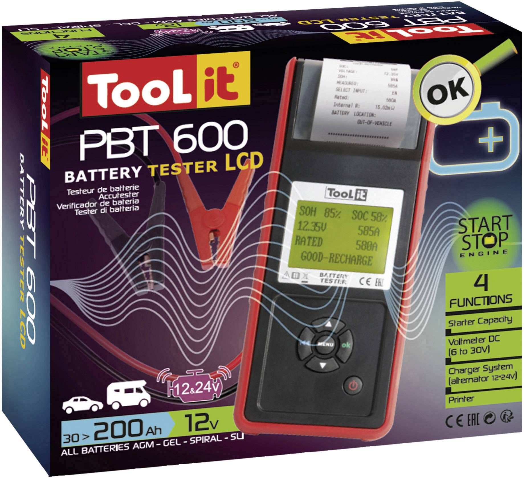 Toolit PBT600 - START/STOP Kfz-Batterietester, Batterieüberwachung 120cm