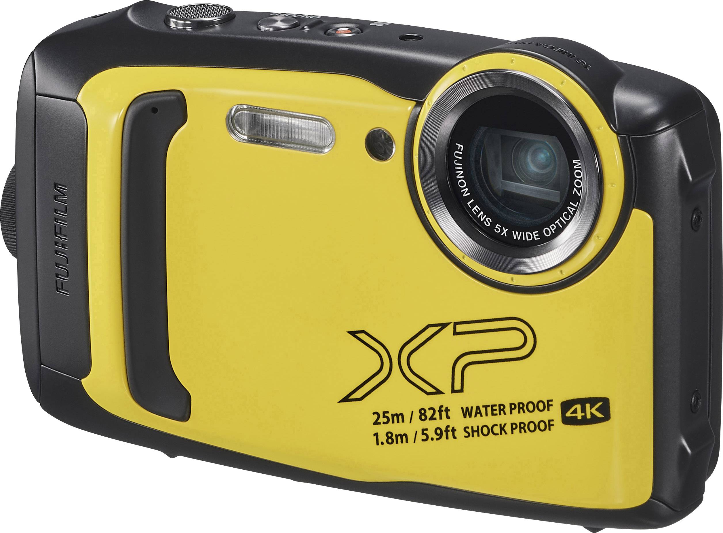 Fujifilm FinePix XP140 Digitalkamera 16.4 Megapixel Opt. Zoom: 5 x Gelb, Schwarz  Wasserdicht, Unterwasserkamera, 4K-Video, Staubgeschützt, Stoßfest